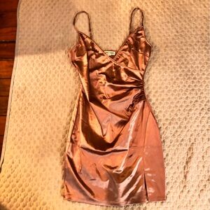 Inspired Hearts Satin Dress in Metallic Copper